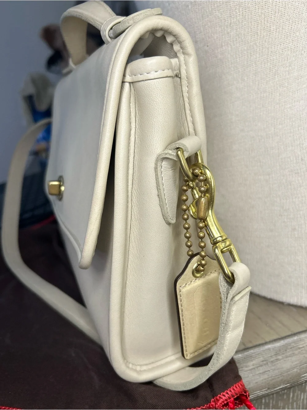 Vintage Coach 1989 Court Beige Leather Bag Crossbody/Satchel EUC